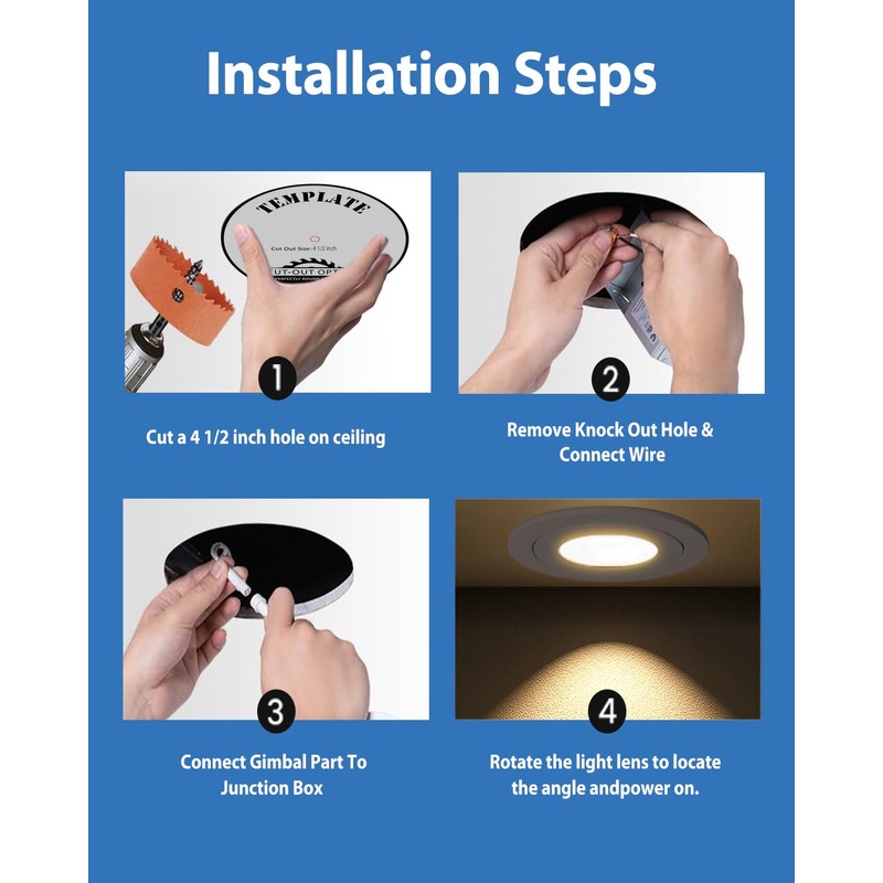 POPANU Recessed Lighting 4 inch Gimbal 9W 5CCT Swivel Ceiling