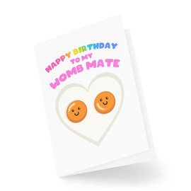 Twin Birthday Card - Happy Birthday to my Womb Mate - Cards for Twin - Birthday Card for Twin Brother or Sister - Sibling Twin Card CBH1698