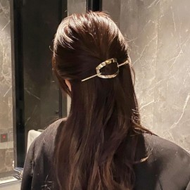 fdsmall 2pcs Vintage Metal Hair Slide for Women Geometric Hair Slide Barrettes Hair Sticks Minimalist Round Square Hair Clip Decorative Accessories (01)