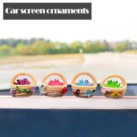 Cute Succulent Plant Car Ornaments for Dashboard, Flower Pots Rear View Mirror Accessories Car Center Screen Decoration, Car Dashboard Decor Car Accessories Interior for Women/Men