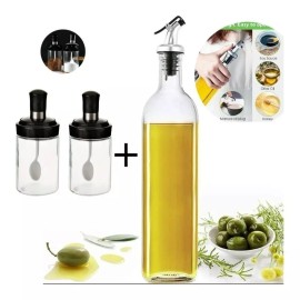 NewWay Dispensador Botella Para Aceite Con 2 Especiero Aceitera