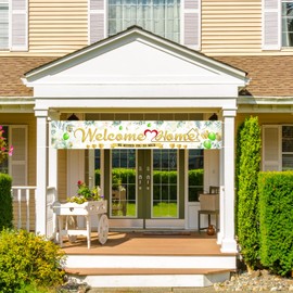 HONMOK HONMOK Welcome Home Decorations, Green Gold Welcome Home Banners, Welcome Back Banner, We Missed You Hanging Banner, Welcome Back Backdrop for Homecoming Family Returning Housewarming Party Supplies