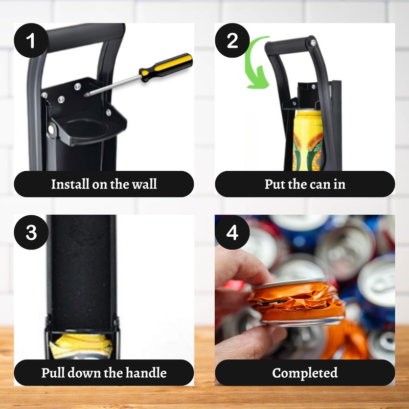 Environet Can Crusher - Wall-Mounted Aluminum Can Crusher, Crushes 8-16oz