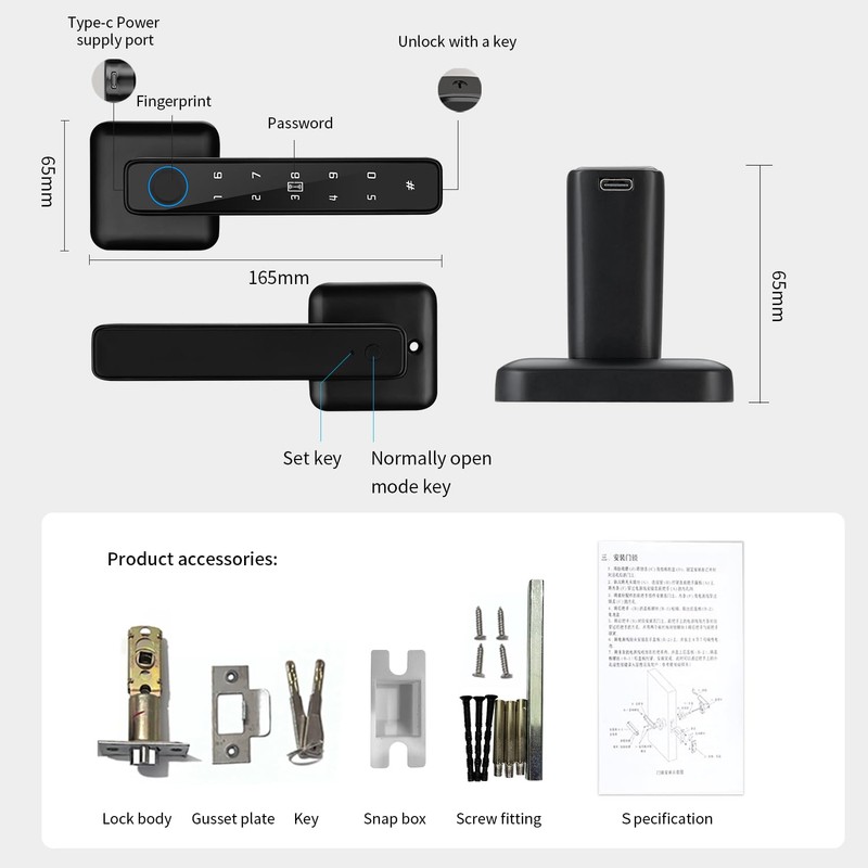 Smart Lock 4 in 1, Fingerprint Door Lock Set with