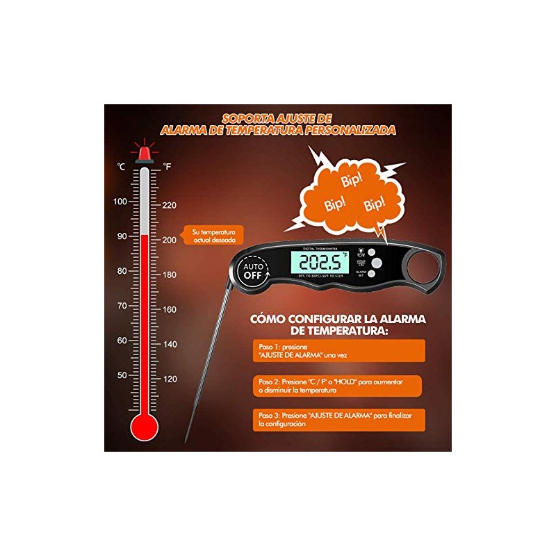 TYC Termómetro Digital de Carne Cocina, termómetro apto para horno