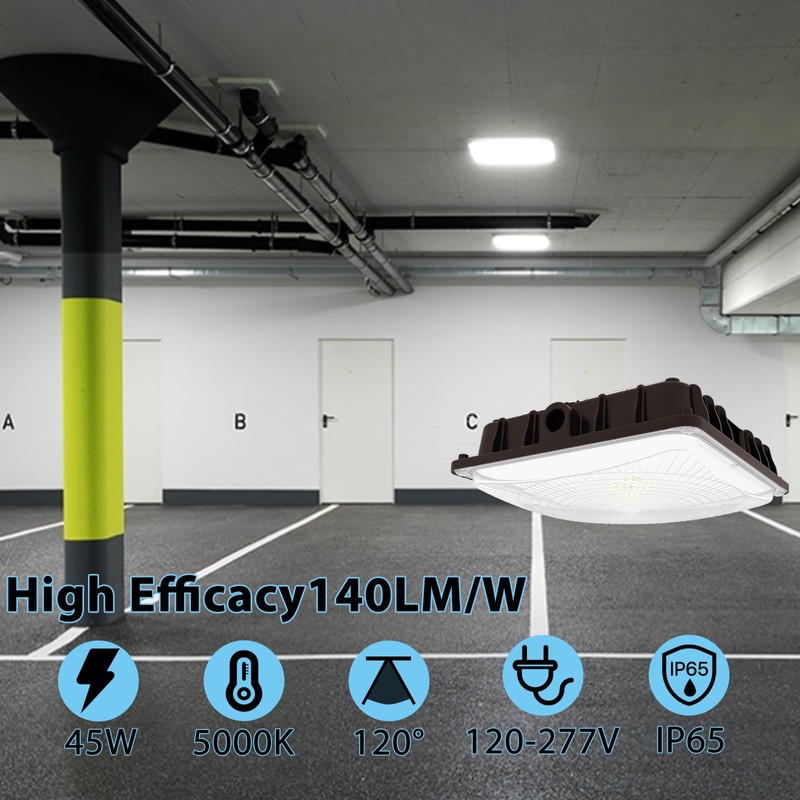 HYPERLITE LED Canopy Light 45W 6300Lumens,9.5"x9.5" LED Canopy Lights 5000K