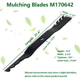 showingo Mulching Blades M170642 Compatible with John Deere UC22008 John Deere Riding Lawn Mower X350 X354 X370 and John Deere Zero Turn Mower Z335M Z345M Z345R 42" Blades (2 Pack)