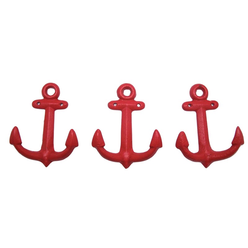 Wowser Nautical Cast Iron Ship Anchor Wall Hooks, 6 Inches,