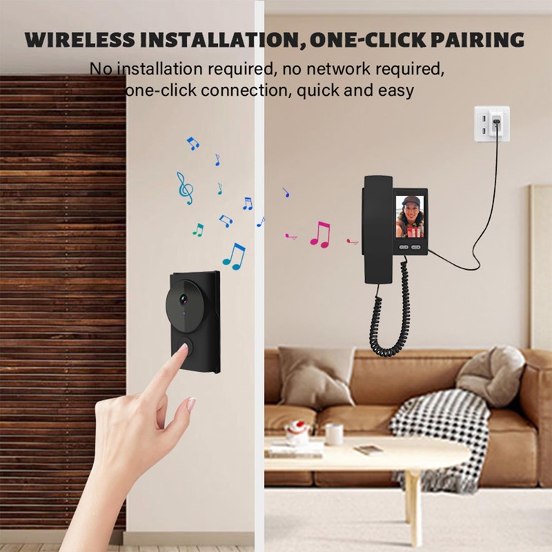 Video Door Phone System, 3.5 Inches IPS Screen Monitor Wireless