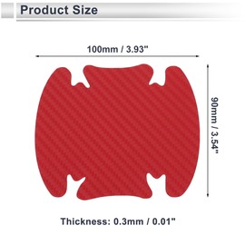 RATCHROLL 4 Pcs Universal Car Door Handle Cup Cover Adhesion Door Protection Door Bowl 3D Sticker Scratch Protector 90x100mm Carbon Fiber Pattern Red PVC