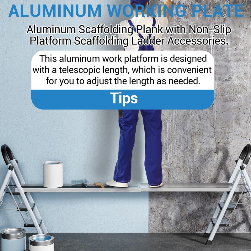 6-9 Ft Aluminum Work Plank Adjustable Platform 440lbs Capacity Scaffold