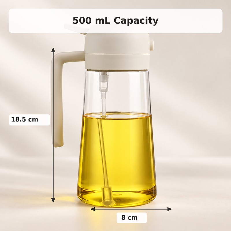 2-in-1 Olive Oil Sprayer for Cooking – 500 mL Spray-and-Pour