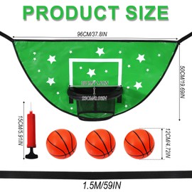 Lyreh Trampoline Basketball Hoop, Adjustable Trampoline Basketball Hoop Attachment with Balls Air Pump for all Ages Indoor Outdoor (Green)