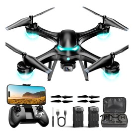 Drone with 1080P Camera for Beginners, Remote Control Quadcopter with Gestures Selfie, Altitude Hold, One Key Start, 3D Flips, 2 Batteries, Toy for Beginners, Black