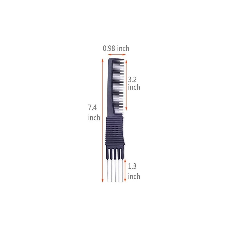 2pcs Professional Salon Teasing Back Comb, Black Carbon Comb by
