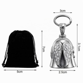 HEYOMI Guardian Bell Biker Bell, Motorcycle Bell Lucky Charm, Stainless Steel Motorcycle Bell, Protective Bell Angel Riding Bell, Motorcycle Bell Keyring for Blessing the Peace (Silver1)