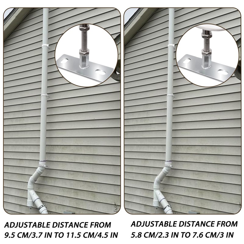 2 Sets 6 Inch Adjustable Pipe Bracket Heavy Duty Adjustable