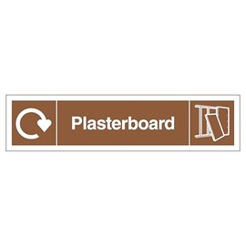 V Safety WRAP - Plasterboard Recycling - Slim Landscape 250 x 60 mm - 2mm Rigid Plastic Safety Sign