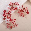 Teyglen Handmade Red Crystal Pearl Wedding Hair Vine Bridal White