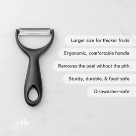 A Bar Above Gold Citrus Peeler, Stainless Steel Fruit Peeler for Garnishes, Cocktail Twists, Comfortable Grip Peeling Tool for Oranges, Lemons, Limes, Bartender Accessory, Kitchen Essentials, Silver