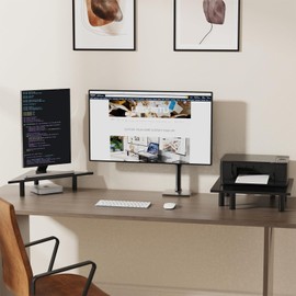 WEGASTU 2 Pack White Corner Monitor Stand, Triangle/Square Adjustable Height Riser, 27-inch Universal Desktop Shelf for Computer, Laptop, PC, iMac, Printer (Black)