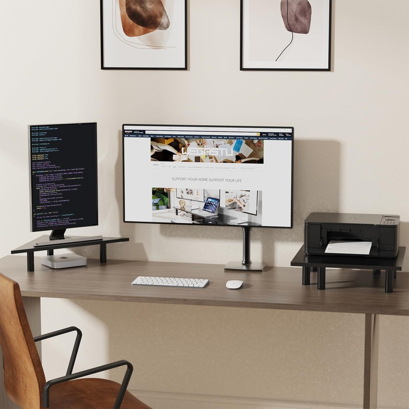 WEGASTU 2 Pack White Corner Monitor Stand, Triangle/Square Adjustable Height