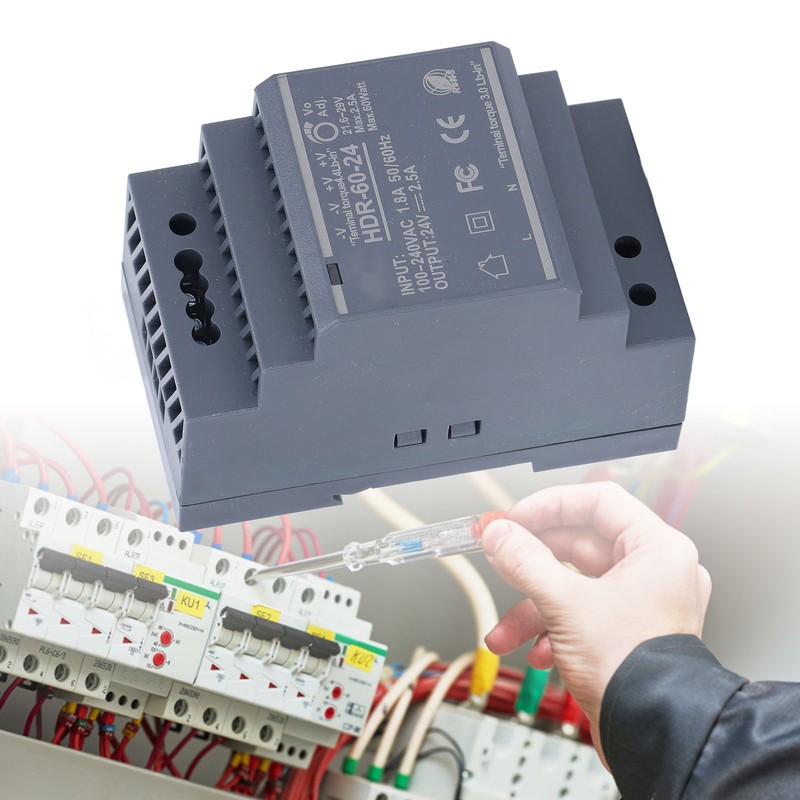 Rail Switching Power Supply 24V Thin Mount 60W 2.5A 100~240VAC