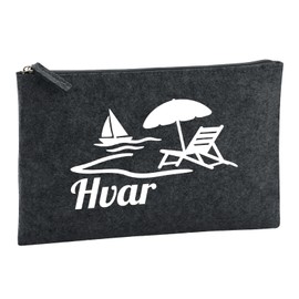 Huuraa Kulturbeutel Hvar Kroatien Geschenk 1 Liter Charcoal Filz Hvar Geschenkidee