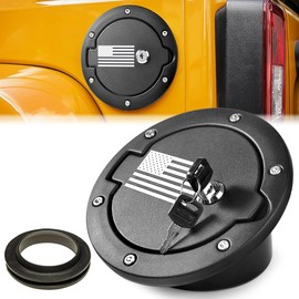 Gas Cap Cover Fuel Filler Door Locking Gas Tank for Jeep Wrangler Accessories 2007-2018 JK JKU Unlimited Rubicon Sahara(US Flag)