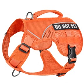 OneTigris No Pull Tactical Dog Mesh Harness for Medium Dogs, Lightweight Service Dog Vest COMET'S Tail Tactical Training Breathable with Handle