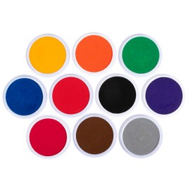 READY 2 LEARN Jumbo Circular Washable Stamp Pads - Classroom - Set of 10 Colors - 5.75" dia. - Non-Toxic - Fade Resistant - Ideal Size for Handprints and Footprints