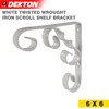 Dekton Twisted Wrought Iron Scroll Shelf Bracket, Powder Coated, 6"x6"-