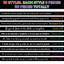 Skylety 60 Pcs Spanish Bible Verse Bracelets Motivational Rubber Wristbands Silicone Christian Wristbands with Inspirational Quote for Women Men Teen Gifts, 10 Styles