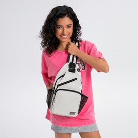 O-TBOST Crossbody Sling Bag Casual Chest Bag for Men Women Lightweight Durable Travel Hiking for Daily Use (white, Large)