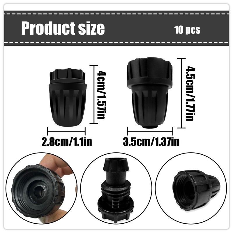 WELANE 1/2 inch Barbed Locked End Cap Connectors,10 PCS Irrigation