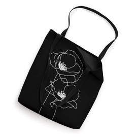 Poppy Flowers Floral Line Art Minimalist Black and White Tote Bag