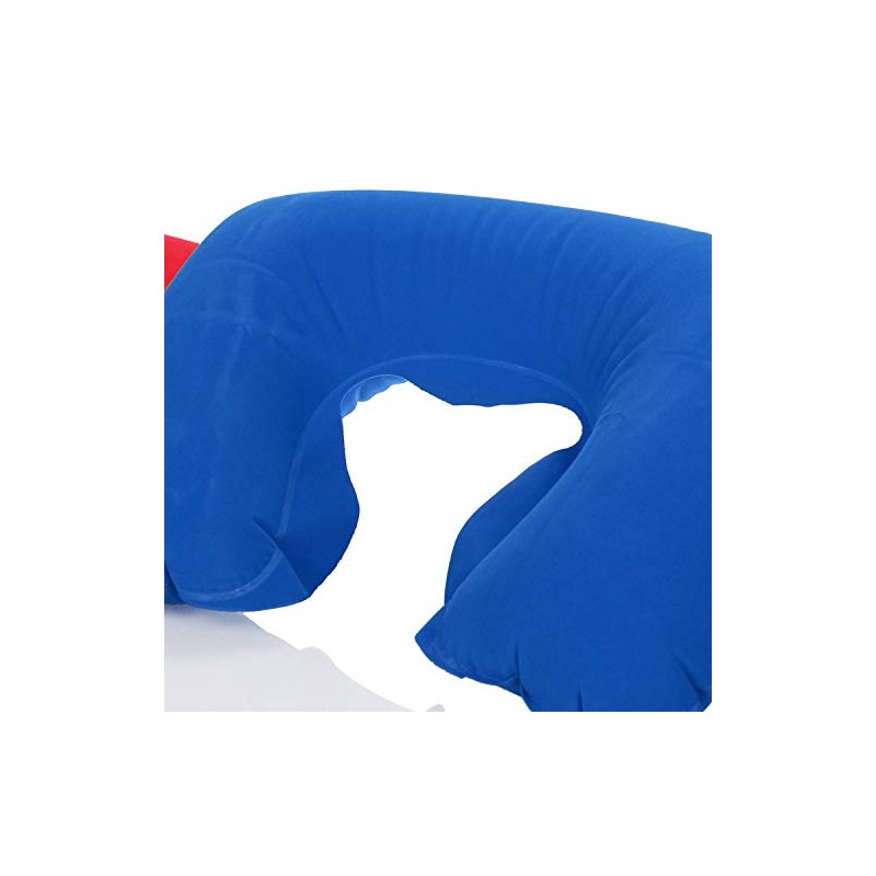 com-four® 3 Piece Travel Set - Inflatable Neck Pillow, Eye