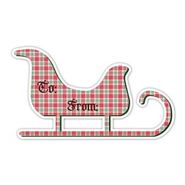 Plaid Sleigh to from Christmas Vinyl Sticker Auto Car Truck Wall Laptop | Sticker | 4" Wide