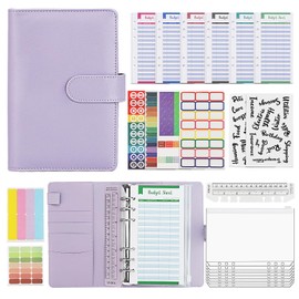 Budget Planner & Household Book A6 - Effective Financial Planner with Envelope Method - Savings Book with Films for Cash Stuffing - Starter Set for Successful Saving and Budgeting (Purple)