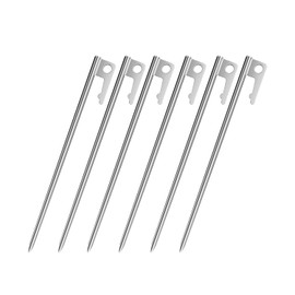 MOON LENCE Titanium Pegs, Laser Integrated Welding, Ultra Lightweight, High Strength, Tent Pegs, For Tarps, Outdoors, Camping, Storage Bag Included, 9.8 inches (25 cm), Set of 6