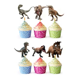 24x Cupcake Topper Picks – Prehistoric Dinosaur World Inspired Party Decorations
