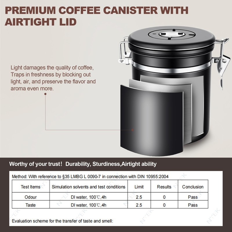 ShanSon Coffee Canister Airtight Coffee Container Stainless Steel Coffee Bean