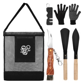 6 PCS Mushroom Foraging Kit, Anglecai Mushroom Collecting Tools Includes Mushroom Foraging Bag/Mushroom Knife/Knife Sharpener/2P Mushroom Shovel/Mitt for Collecting and Storing Mushrooms