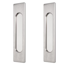 MOROBOR 18CM Self-Stick Rectangual Sliding Door Pulls, 2pcs Brushed Steel Aluminum Alloy Flush Pull Punch-Free Handle for Sliding Barn Door Windows Cabinets