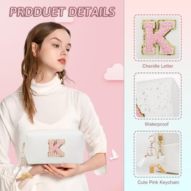 AIBFRID Birthday Gifts for Women Her,Travel Cute Makeup Bag,Large Capacity Cosmetic Bags for Women Makeup Pouch PU Leather Waterproof Cosmetic Bag, White, K