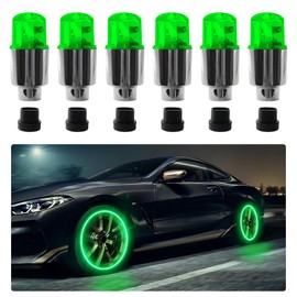 Wogomz 6PCS Car Tire Valve Light, Neon Spoke Flash LED Tire Valve Stem Cap Lights, Waterproof LED Wheel Lights Valve Stems Dust Cap, Tire Valve Caps Lamp for Auto Bike Motorcycle (Green)