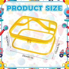 6 Pcs Clear PVC Toy Storage Bags with Handles 9.1x6.7x3.9 Inch Travel Toiletry Bags Waterproof Toy Storage Organizer Pouch with Zipper for Building Blocks Puzzle (Multicolor)