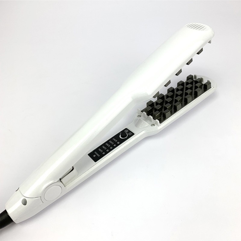 Volumizing Hair Iron Straightener Grid Hair Crimper Curling Dual Use