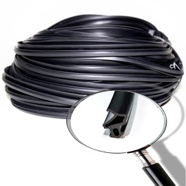 Window Seals for Plastic Windows, Wooden Windows, S-1172 Black, 20 Metres, Rubber Sealing Tape, Polyvinyl Chloride Unplasticised (PVC-U), Front Door Seal, Window Rubber Seal