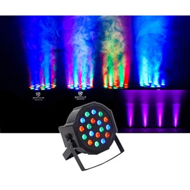 Rockville RockPAR50 Black Compact Par Can Wash Light, 18 RGB LEDs, DMX, Perfect for DJs, Events, Clubs, Parties